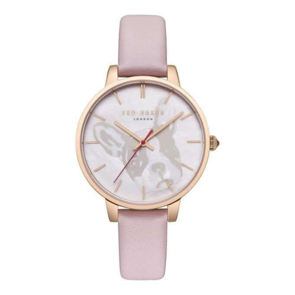 38mm Rose Gold Case Pink Leather Strap Ladies Watch