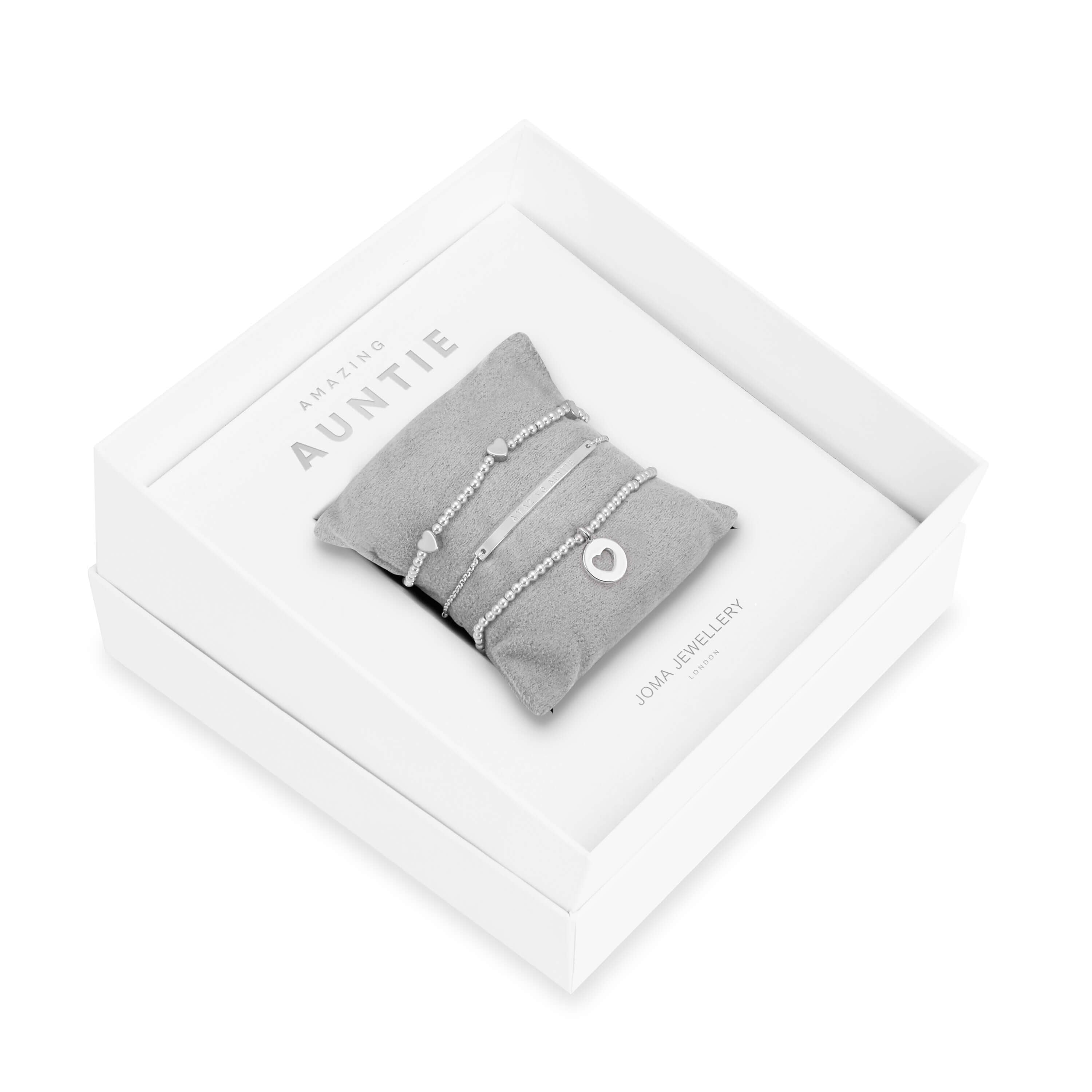Occasion Gift Box -Amazing Auntie -Silver Bracelets