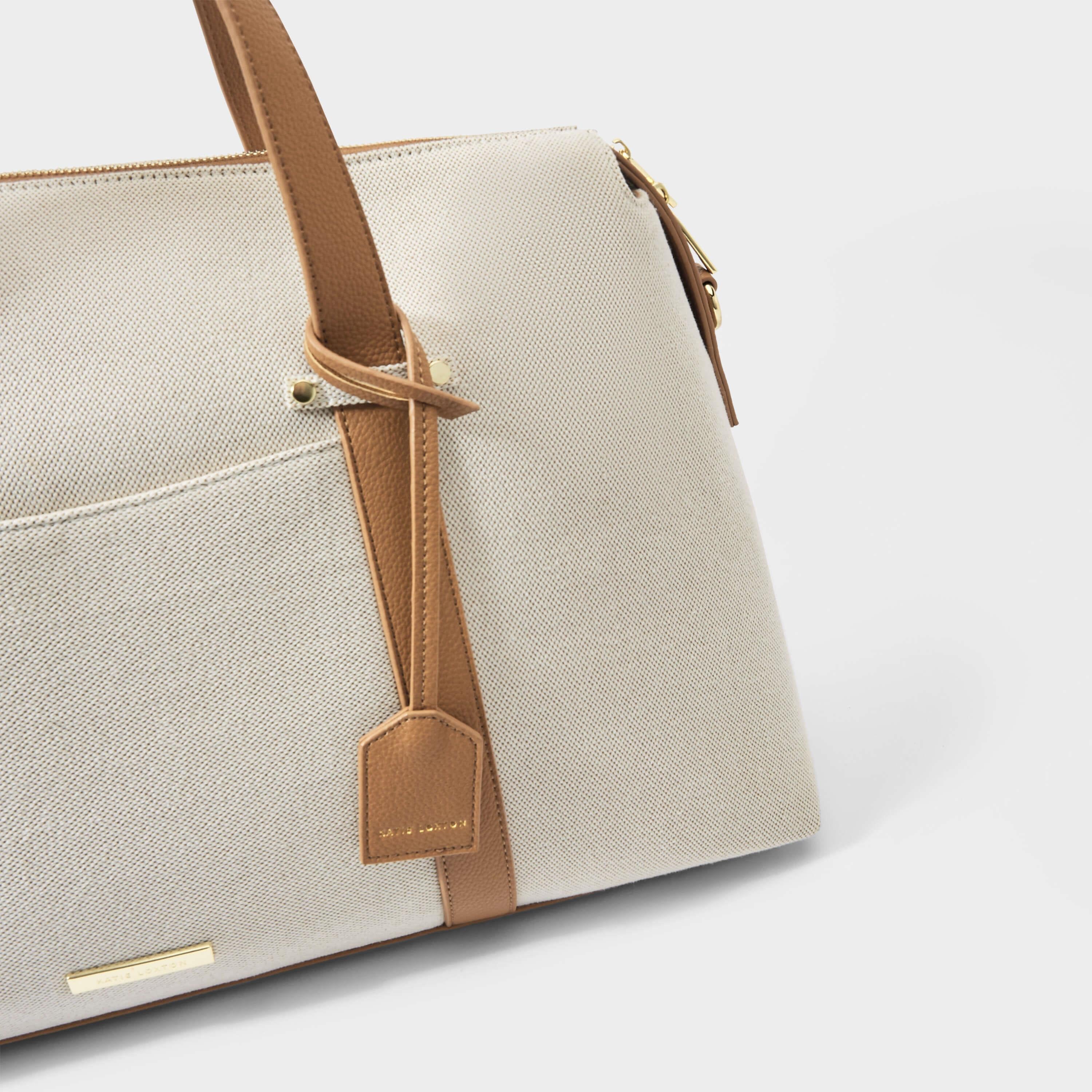 Amalfi Canvas Travel Bag | Cream & Light Brown