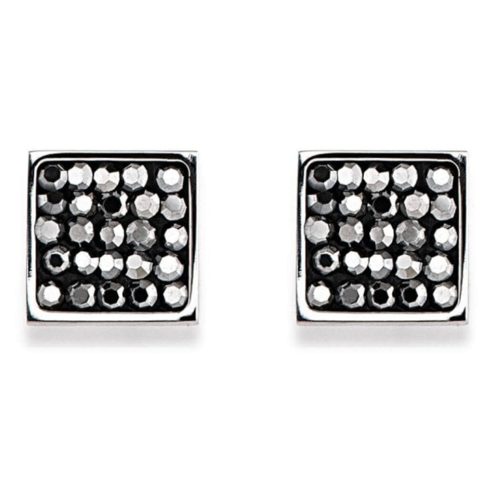 Square Earrings with Stickpin & Anthracite Swarovski Crystals