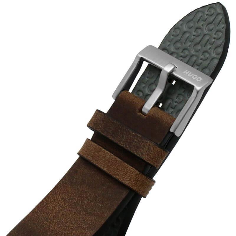 #FRESH Brown Leather Strap Black Chronograph Dial Gents Watch