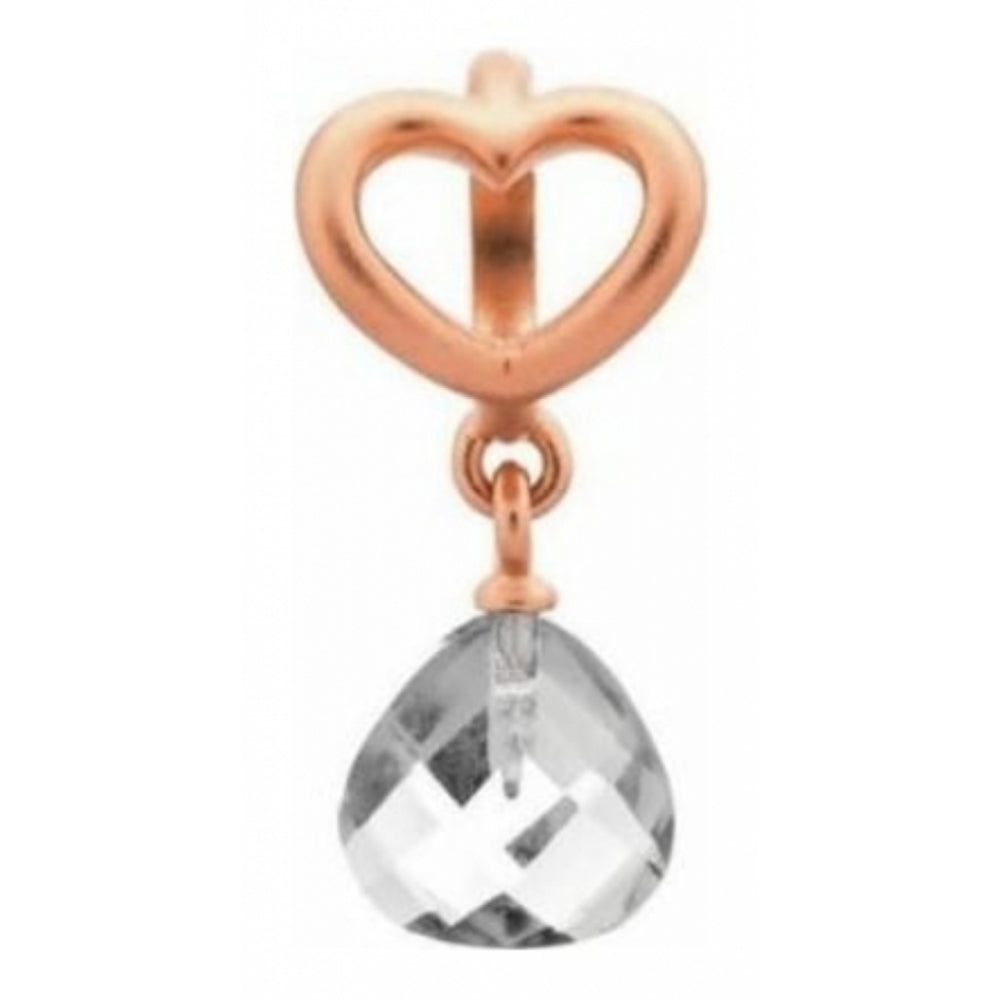 Rose Gold Heart Charm Clear Heart Grip Drop