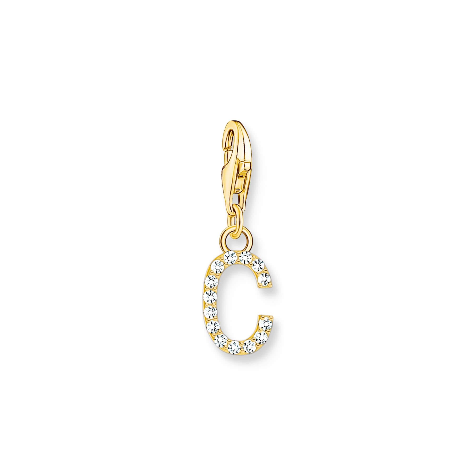 Gold Plated Sparkling letter C Charm Pendant