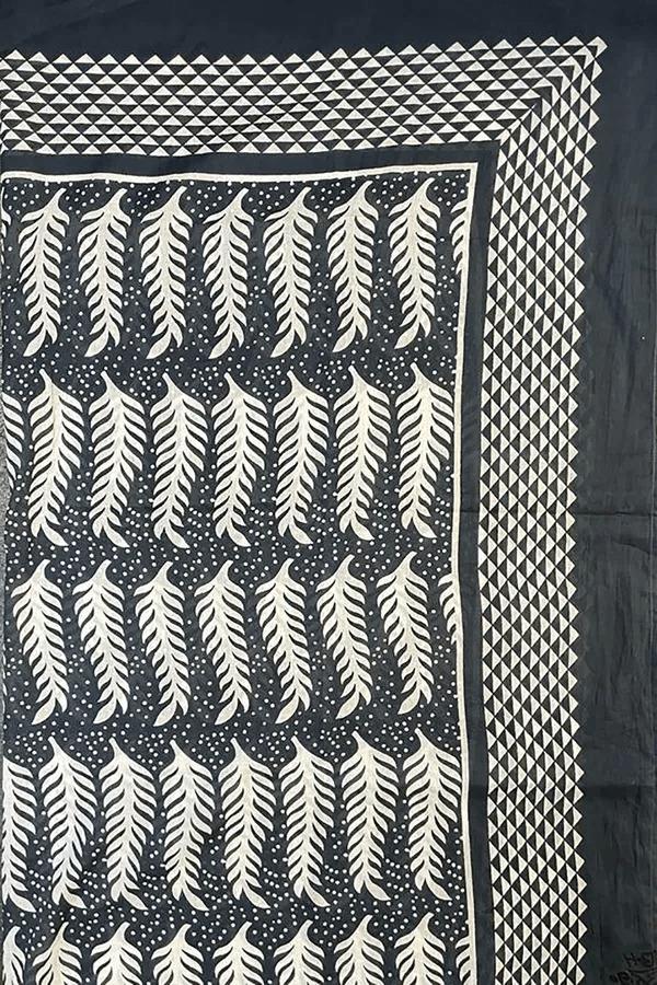 Hand Printed Cotton Sarong Fern Charcoal