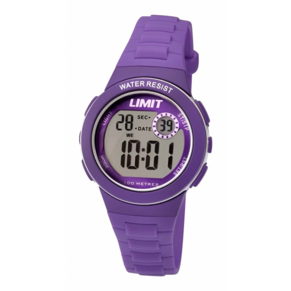 Purple Multifunction Watch With Digital Display