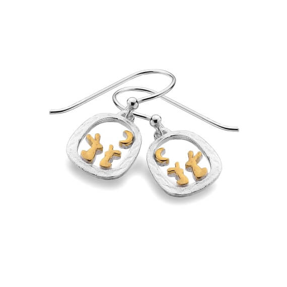 Origins Rabbits In Gold Plated Frame Earrings