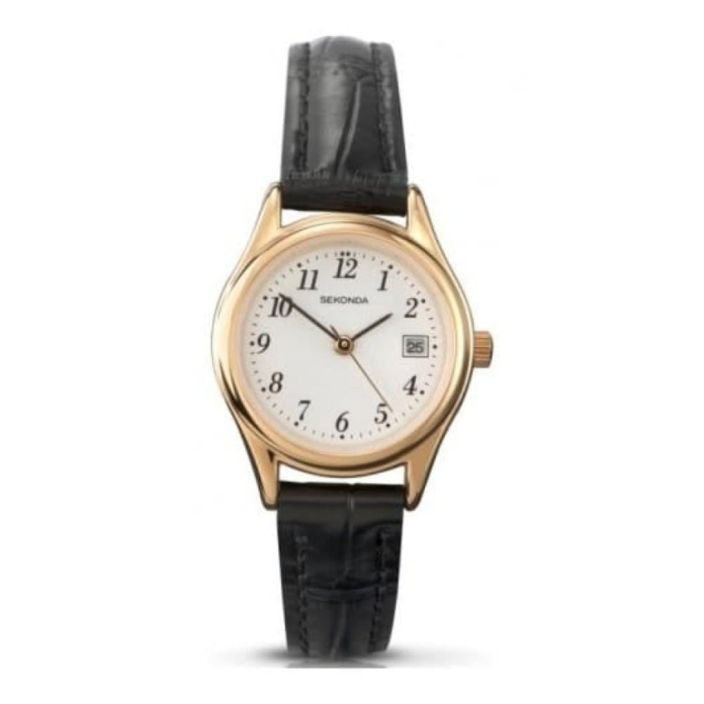Petite Black Leather Ladies Watch