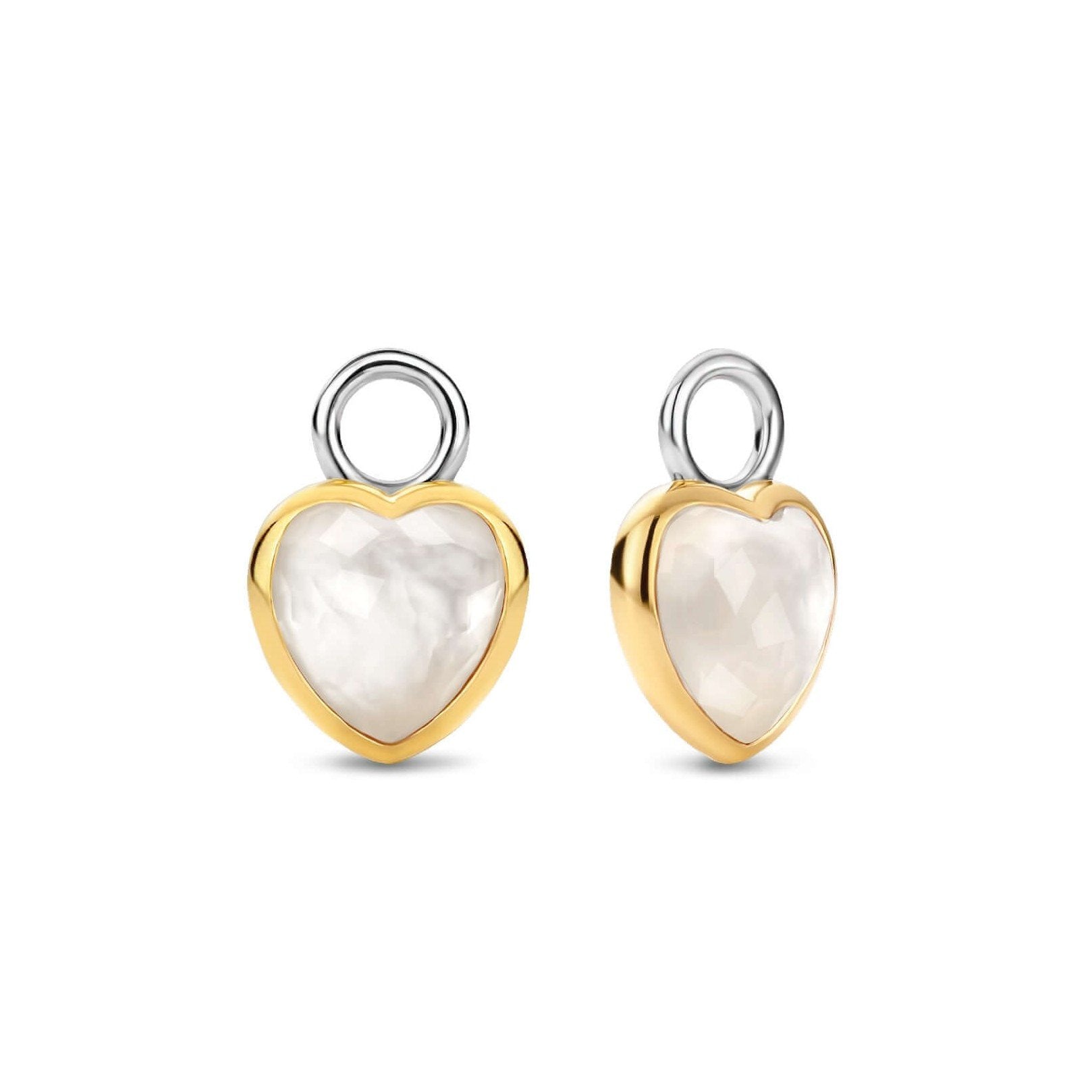 Gold Plated Silver Double Sided Heart Stone Set Ear Charm