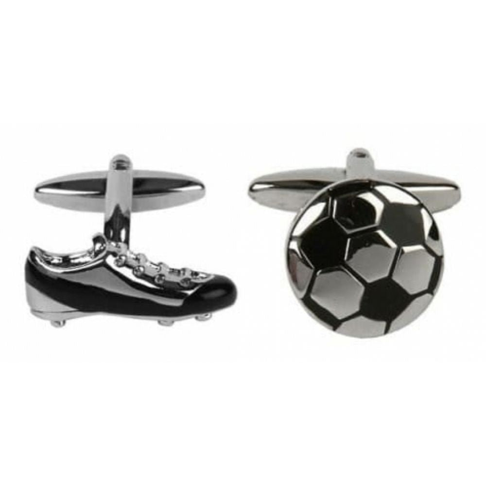 Rhodium Plated Football & Boot Cufflinks