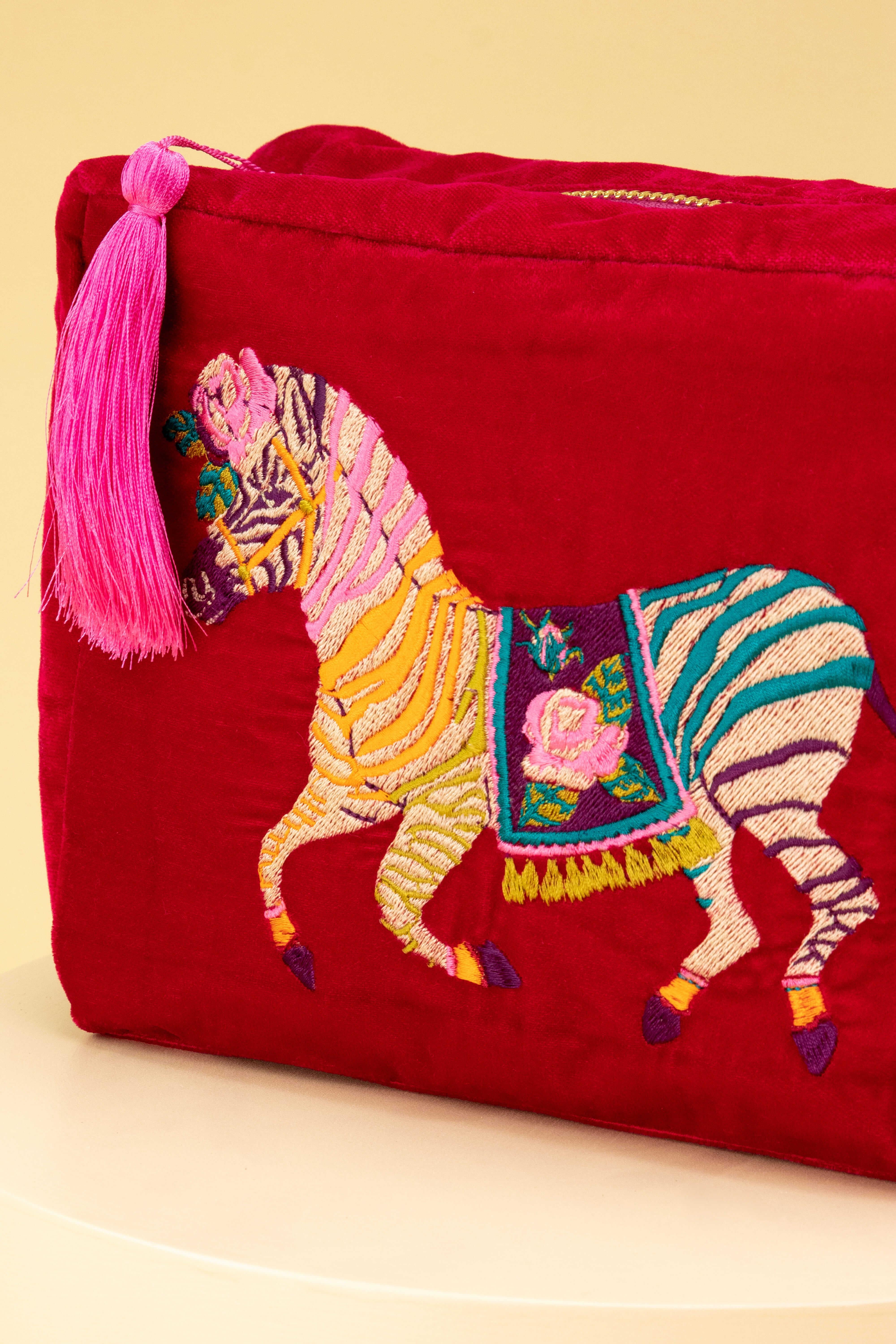 Zebra Carnival Velvet Wash Bag