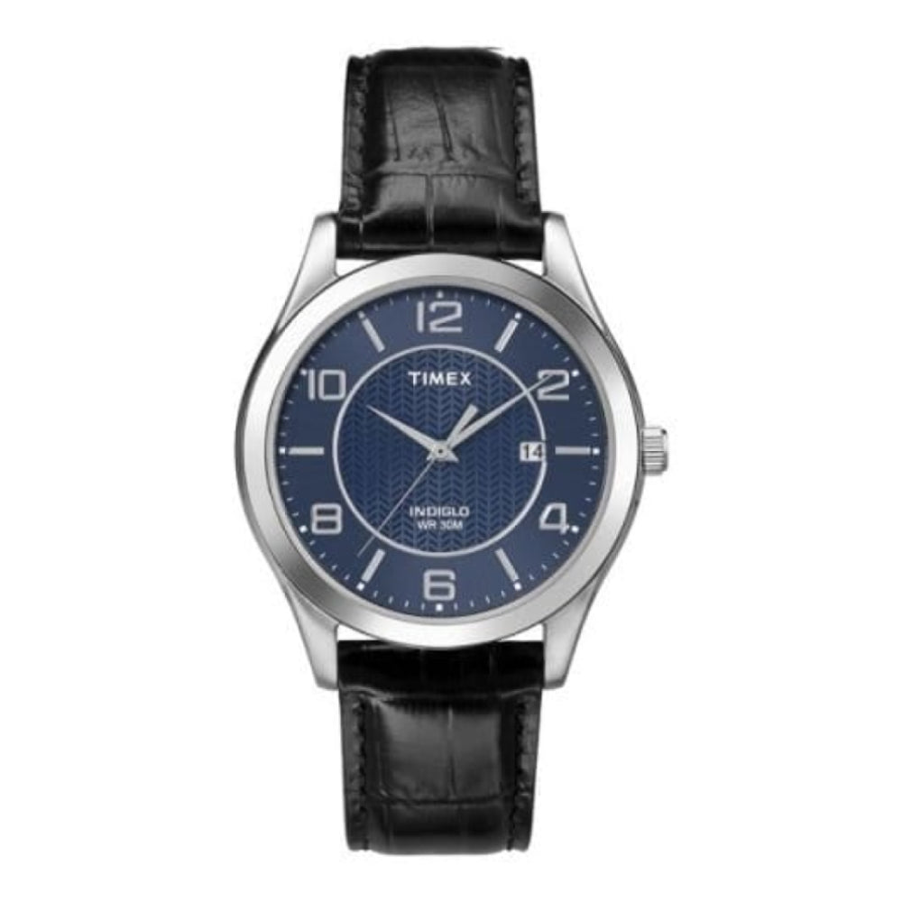 Gents Stainless Steel Wristwatch With Leather Strap