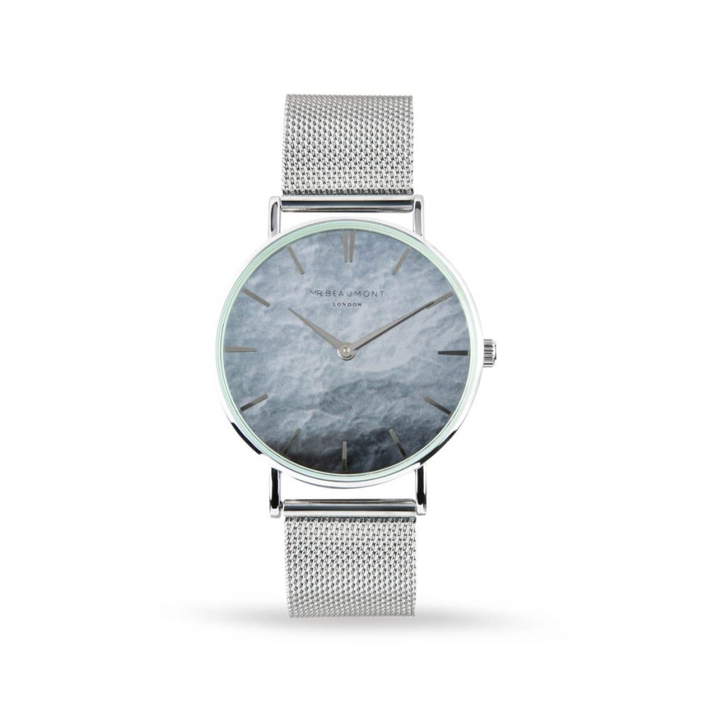 Mr Beaumont Carbon Grey Dial With Silver Mesh Strap