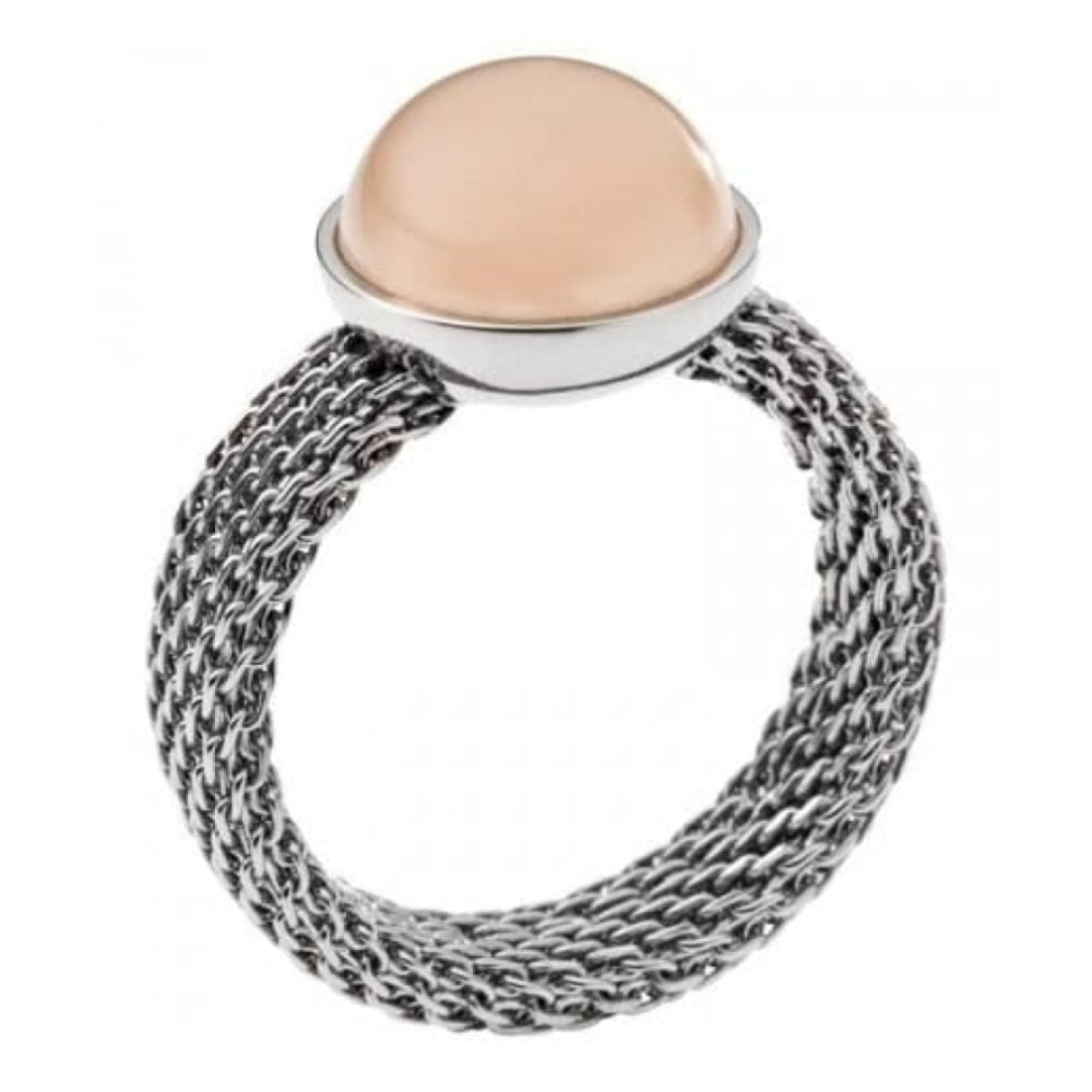 Ladies Mesh Ring With Amber Glass Bead Size P