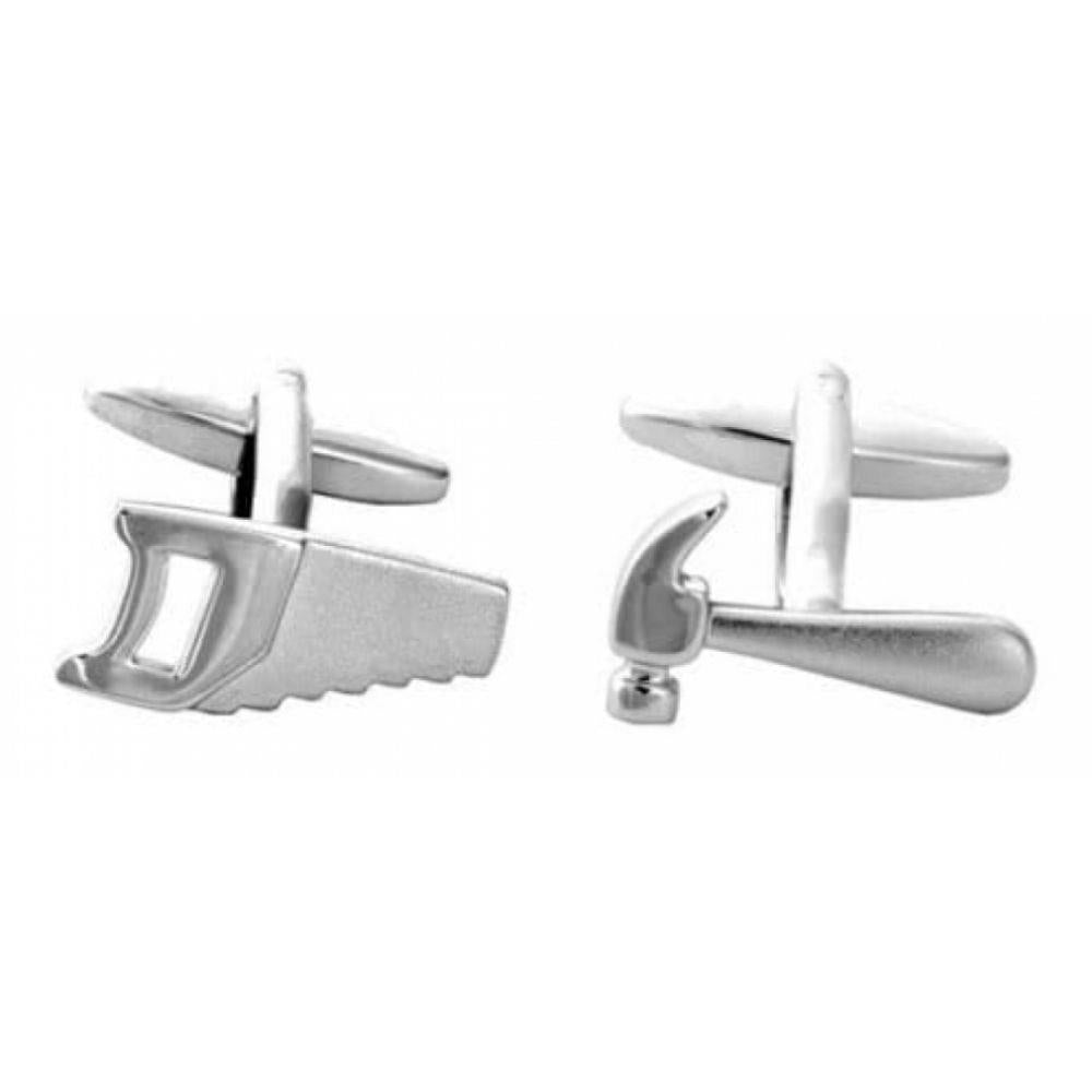 Saw & Hammer Rhodium Plated Cufflinks