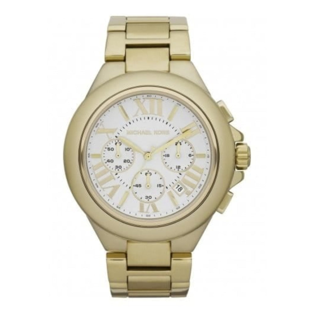 Ladies Large Gold Plated Chronograph Watch