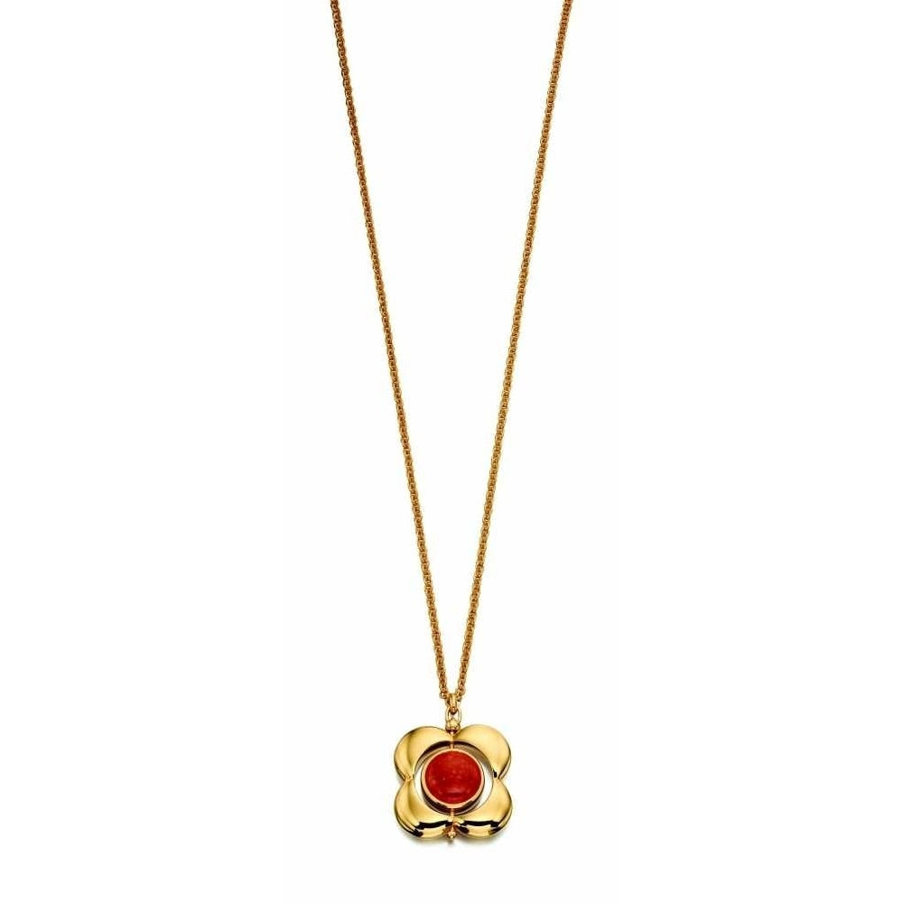 Yellow Gold plated Inlay Rotating Flower Necklace