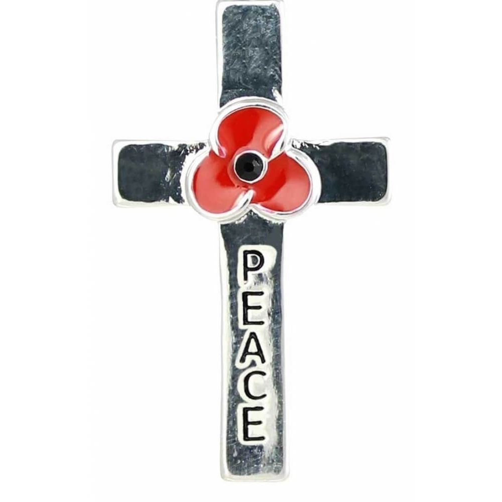 Peace Cross Poppy Brooch