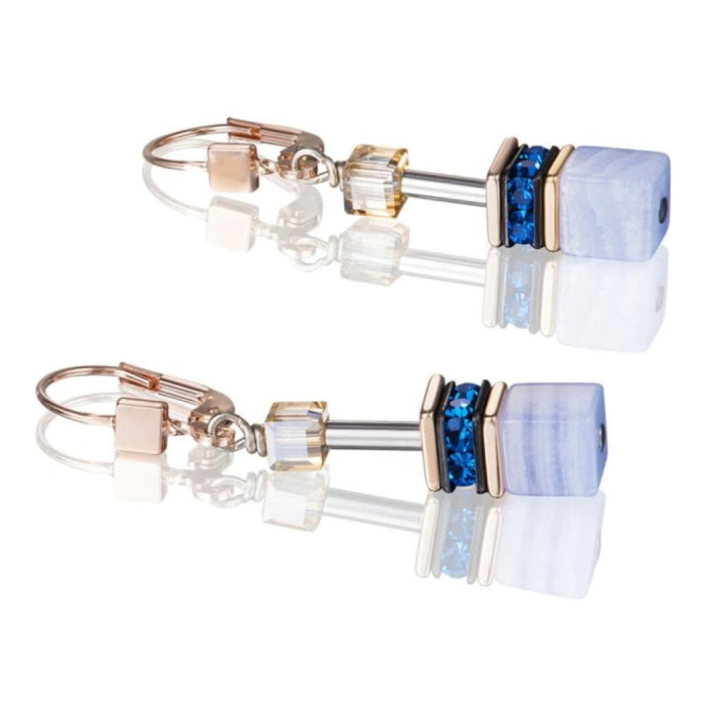 Blue-Beige Pierced Earrings