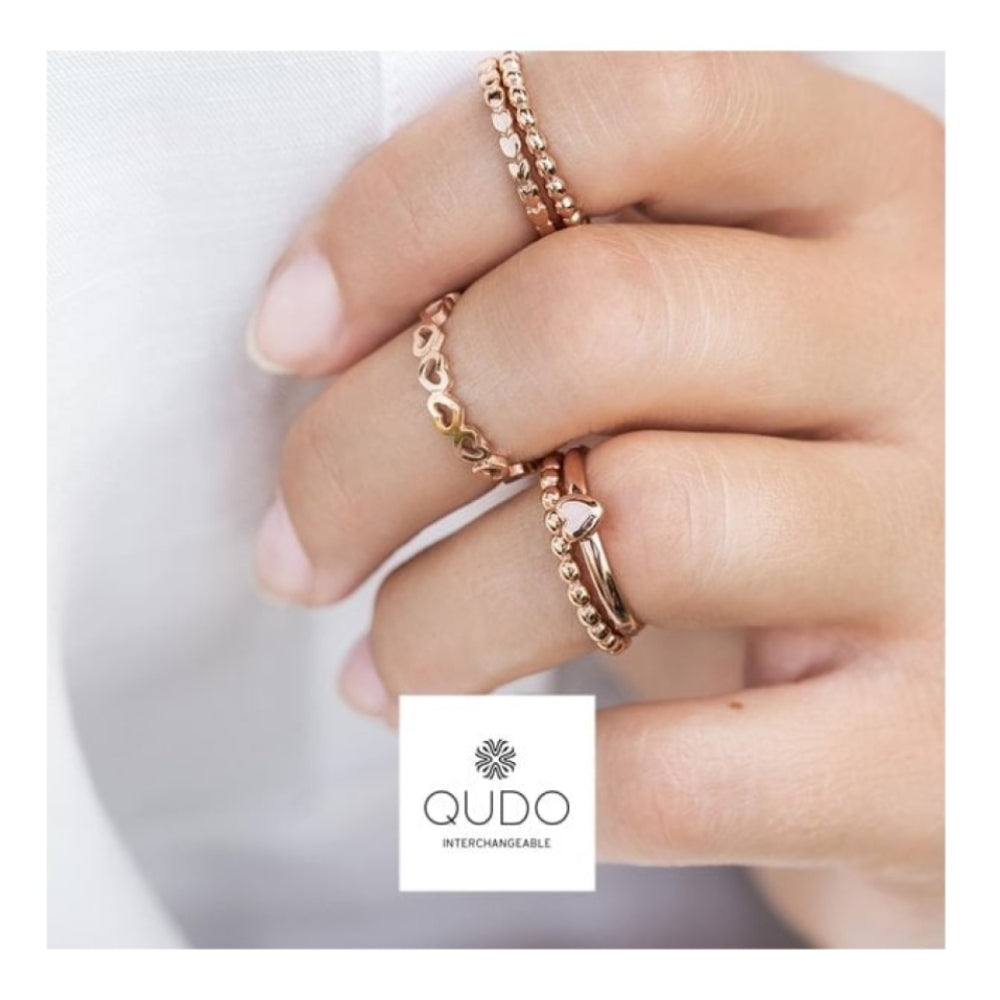 Pienza Rose Gold Hollow Hearts Spacer Ring
