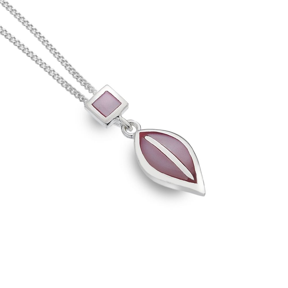 Mackintosh Pink MOP Square & Teardrop Pendant Necklace