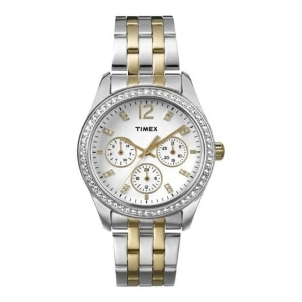 Two Tone Multifunction Crystal Ladies Watch
