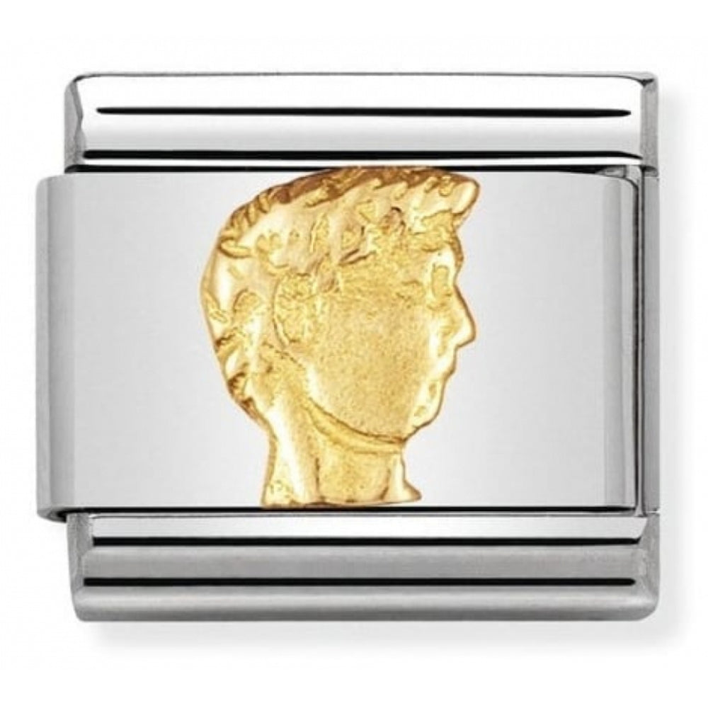 Classic David's Head In Stainless Steel With 18k Gold Charm
