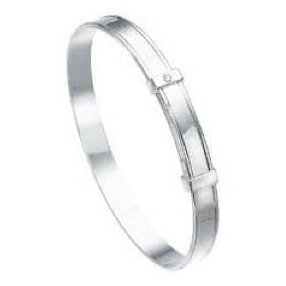 Boys Sterling Silver And Diamond Bangle