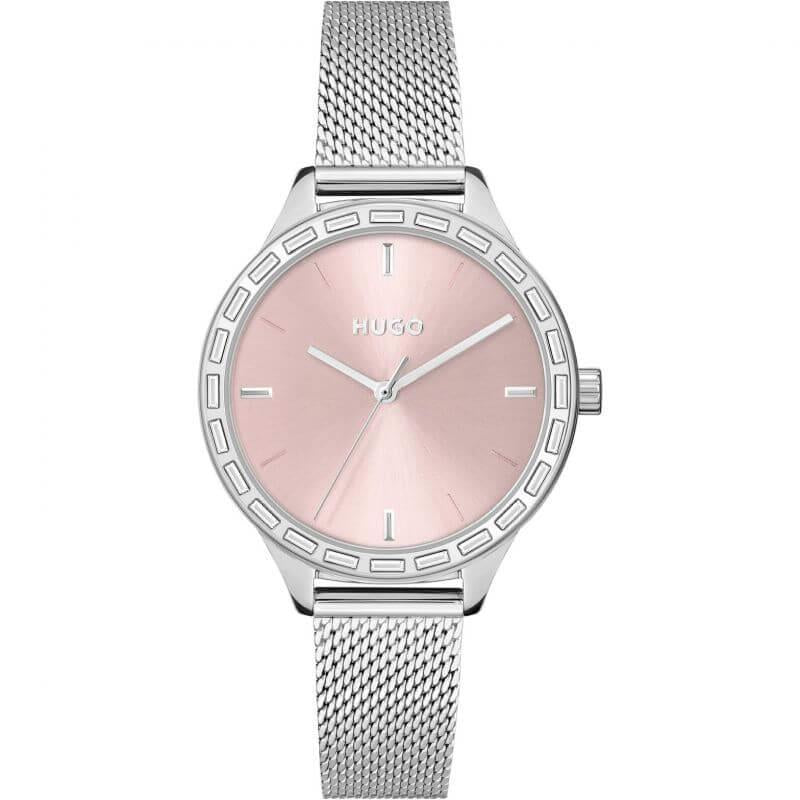 FLASH Pink Dial & Steel Mesh Strap Ladies Watch