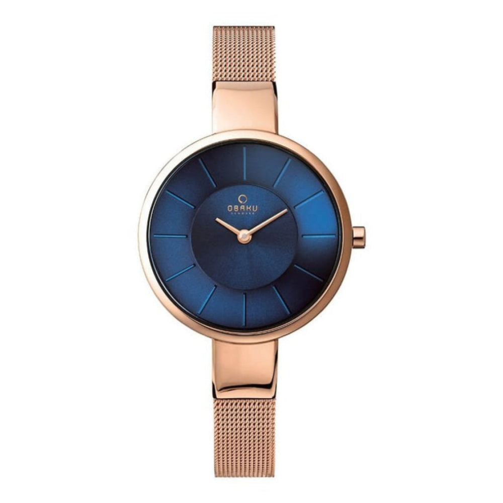 SOL - AZURE Rose Gold Case & Mesh Strap With Deep Blue Dial Ladies Watch