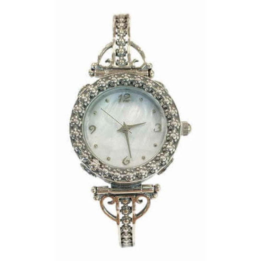 Sterling Silver Round Watch With MOP Dial & Pretty Details