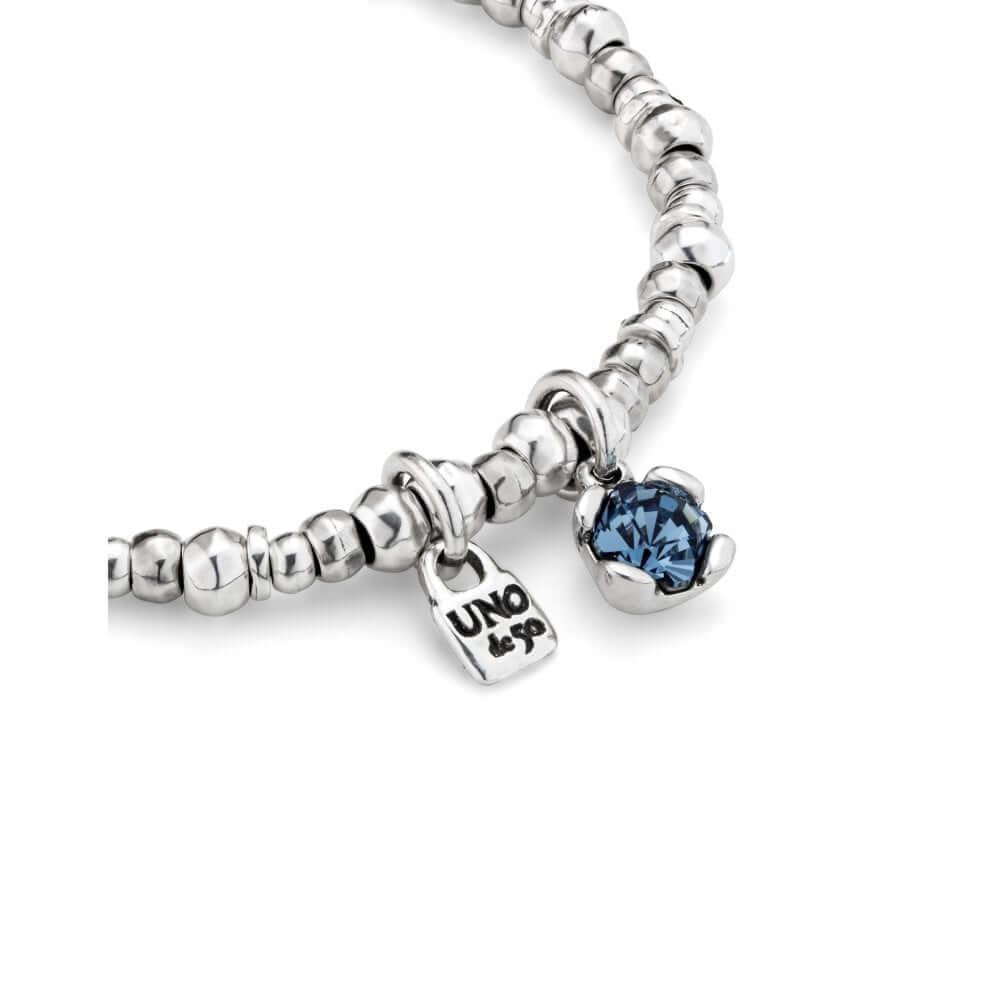Blue Faceted Crystal & Padlock Attractive Silver Bracelet - Size M