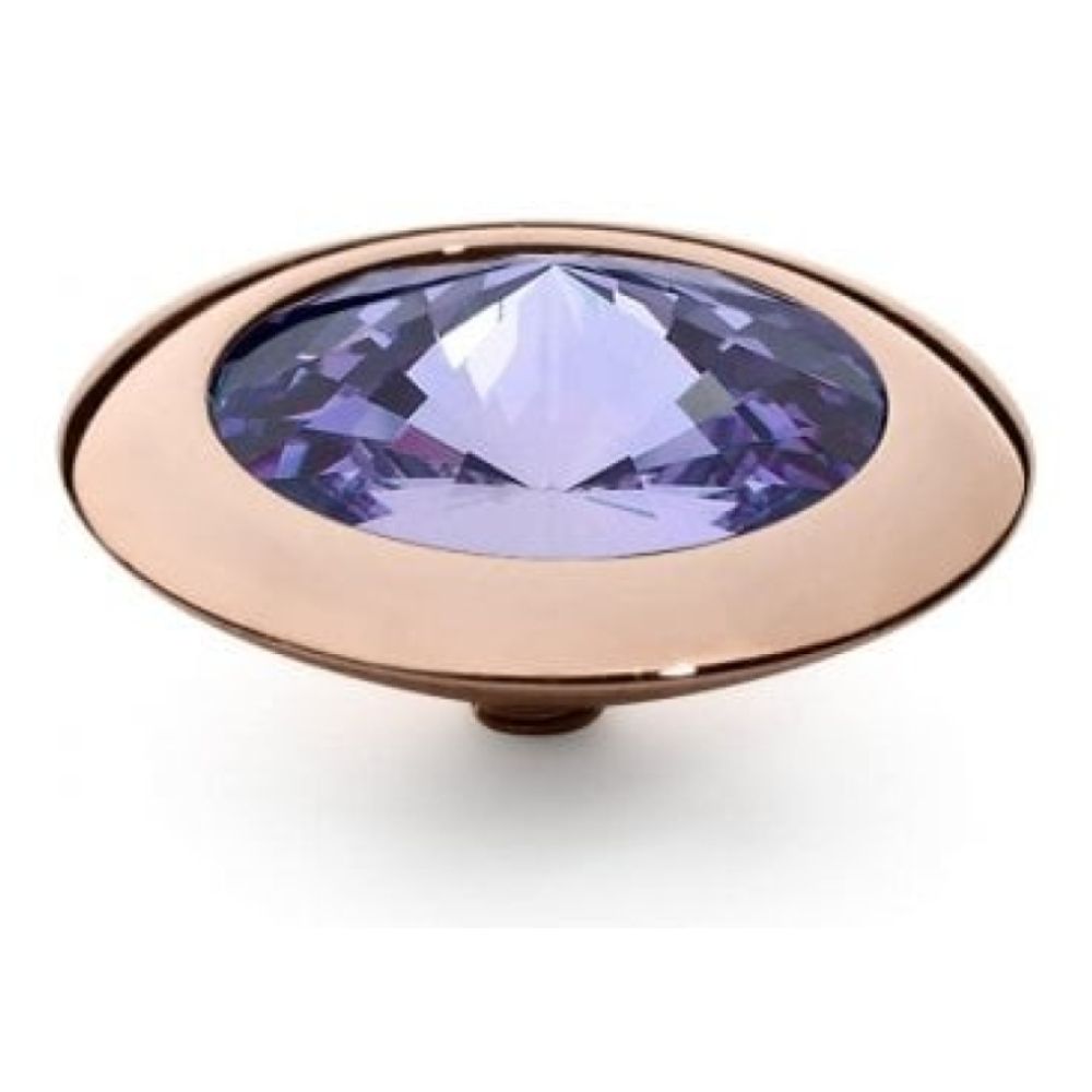 Famosa Rose Gold 16mm Tondo Ring Top Tanzanite
