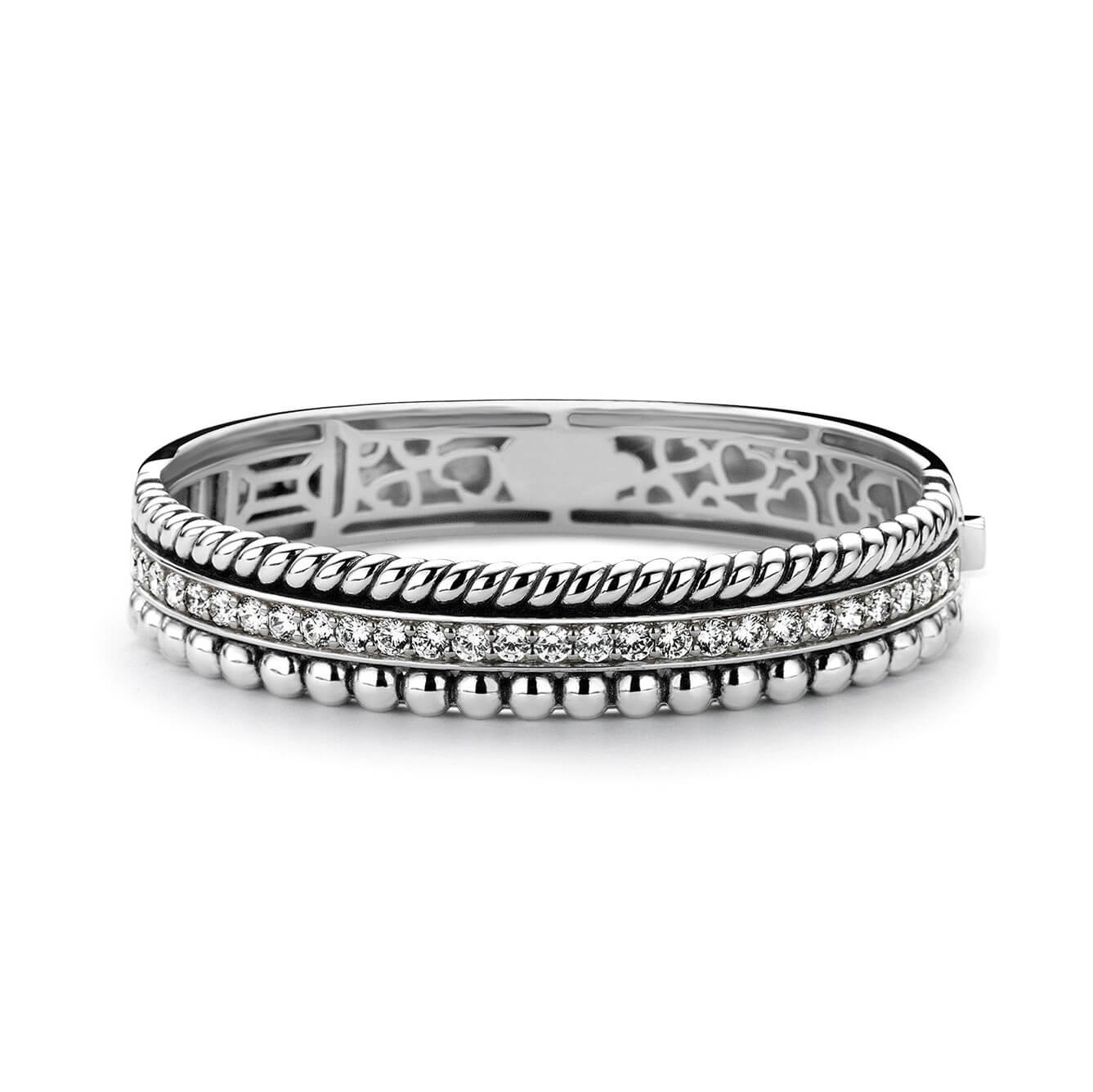Silver Armband With CZ Stone & Cut-Out Heart Design