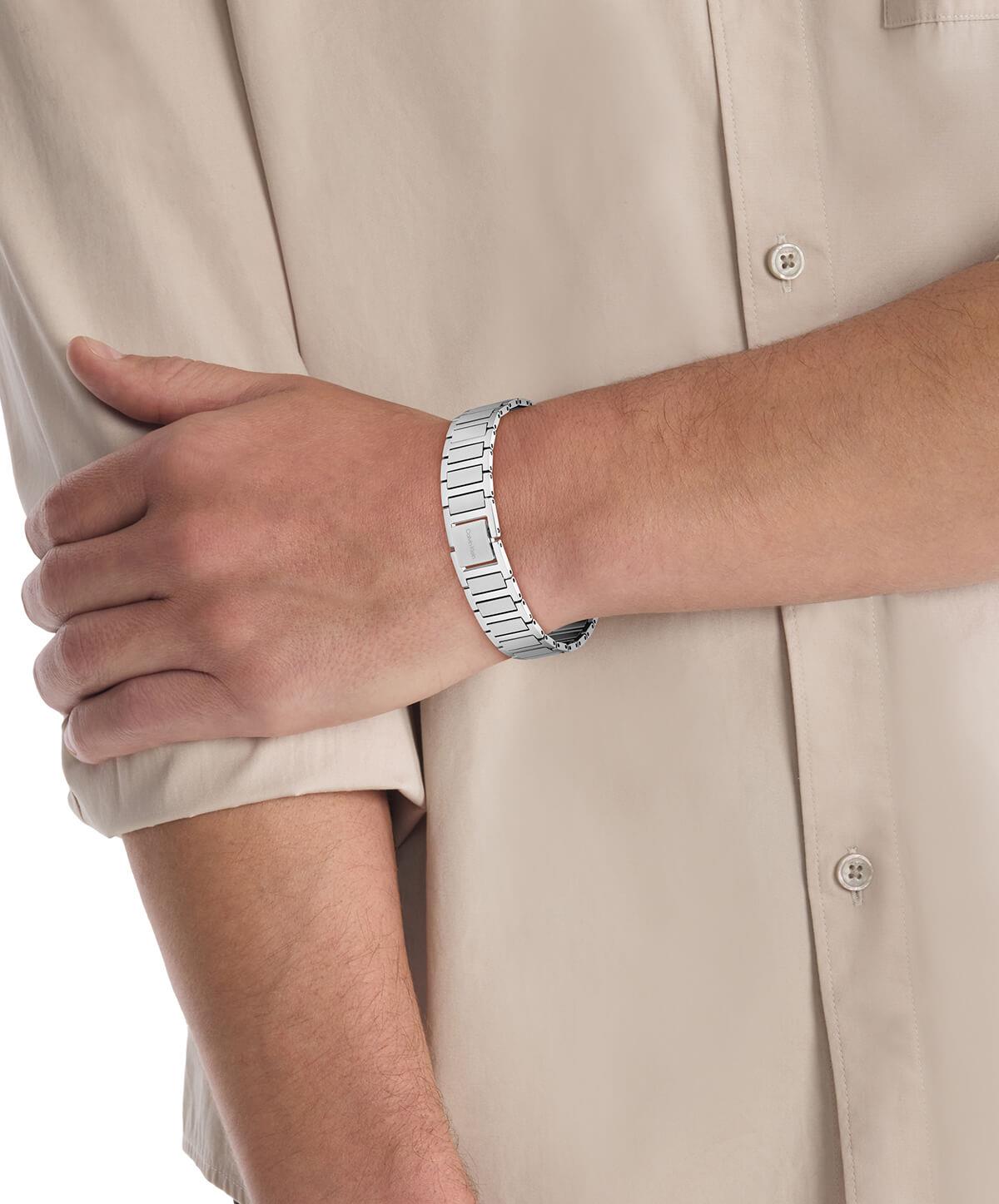 Structured Links Mens Stainless Steel Bracelet