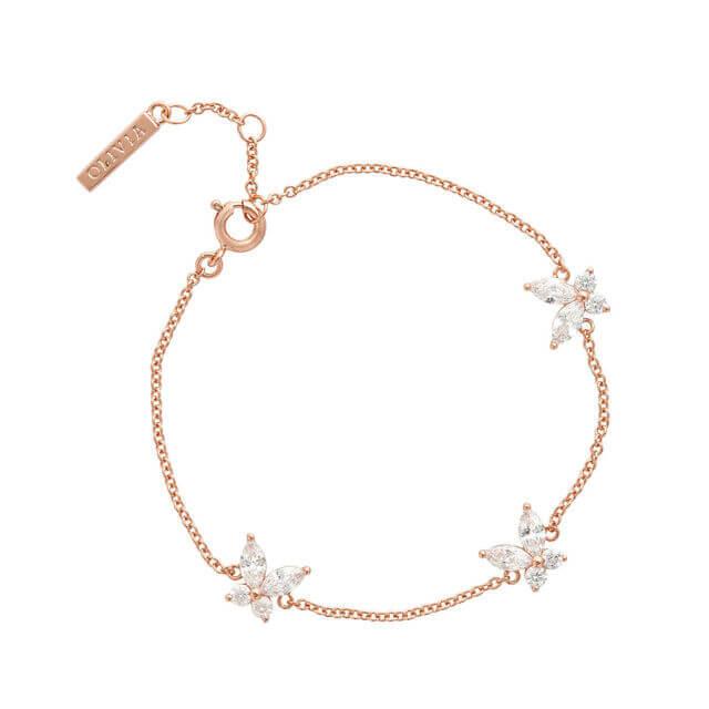Sparkle Butterfly Marquise Bracelet Rose Gold