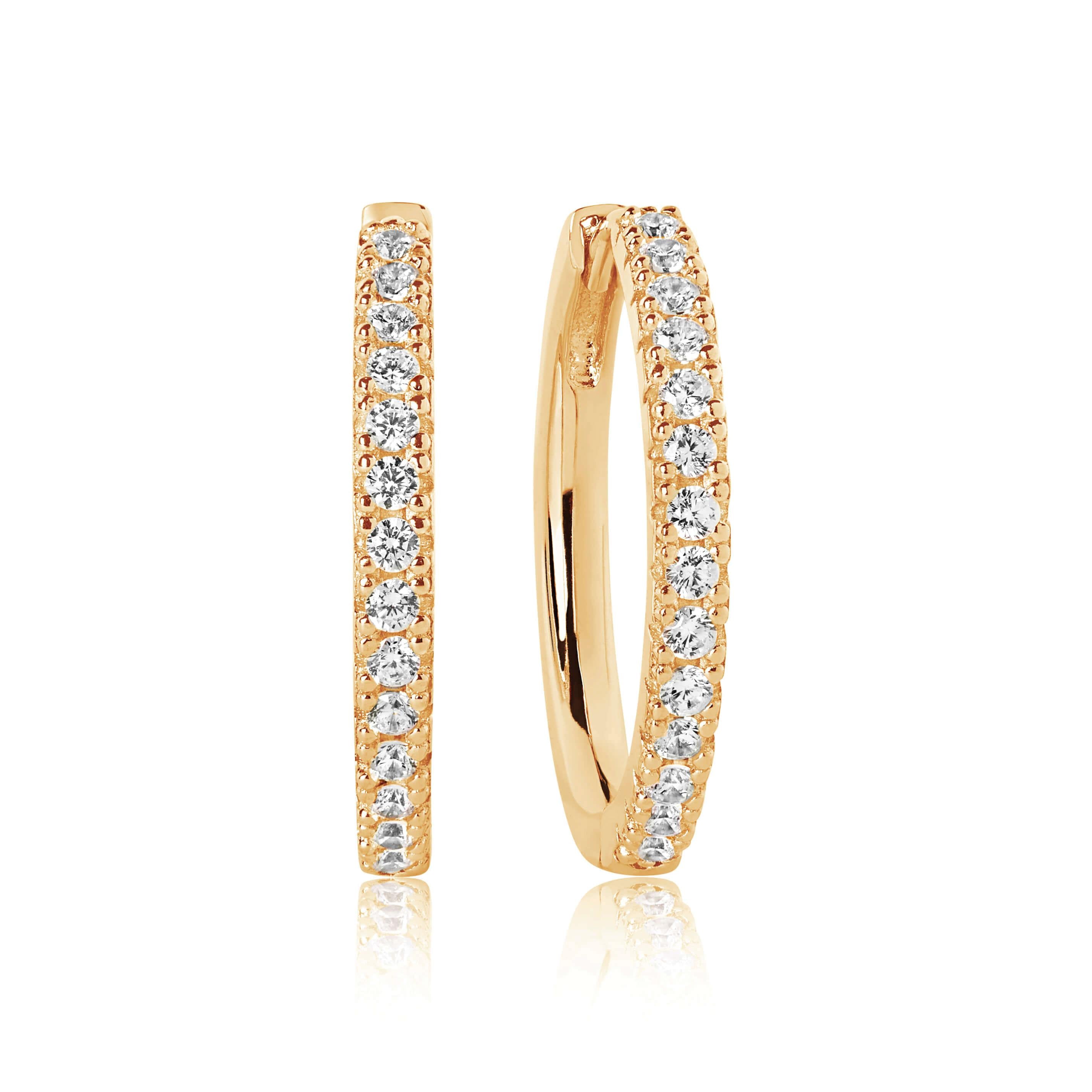Ellera Grande Earrings In 18k Gold Plated With White Zirconia