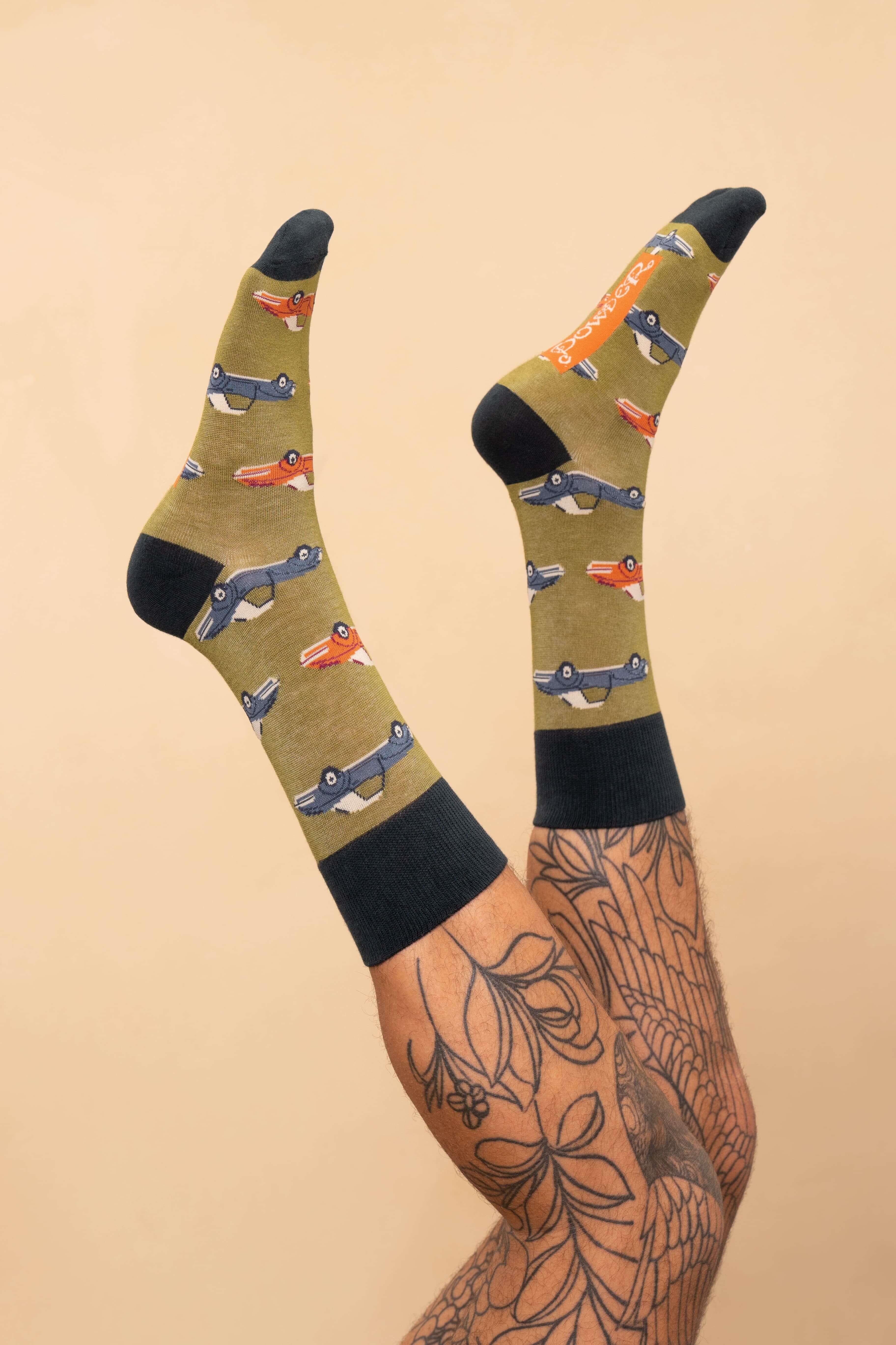 Vintage Sports Car Men's Socks - Fern
