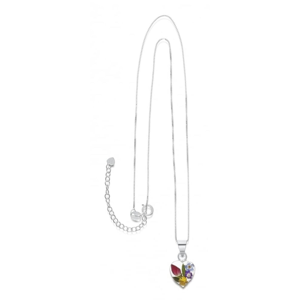 Silver Pendant - Mixed Flowers - Extra Small heart