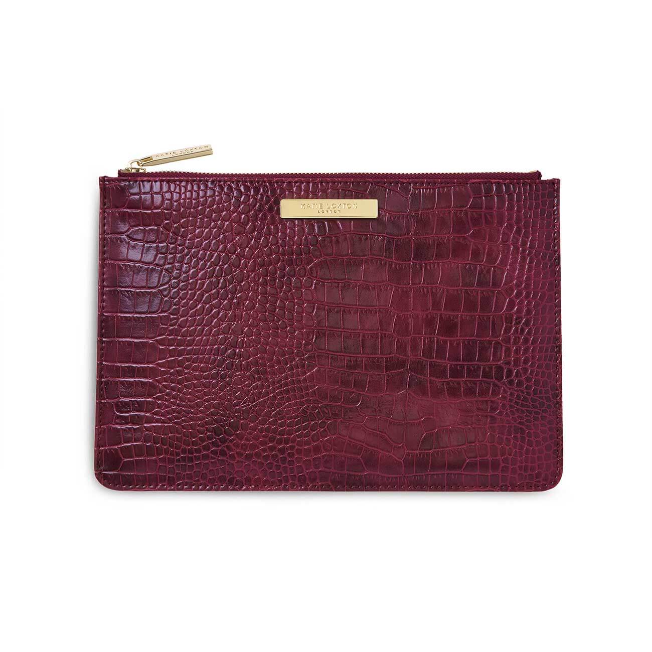 Celine Faux Croc Perfect Pouch | Burgundy