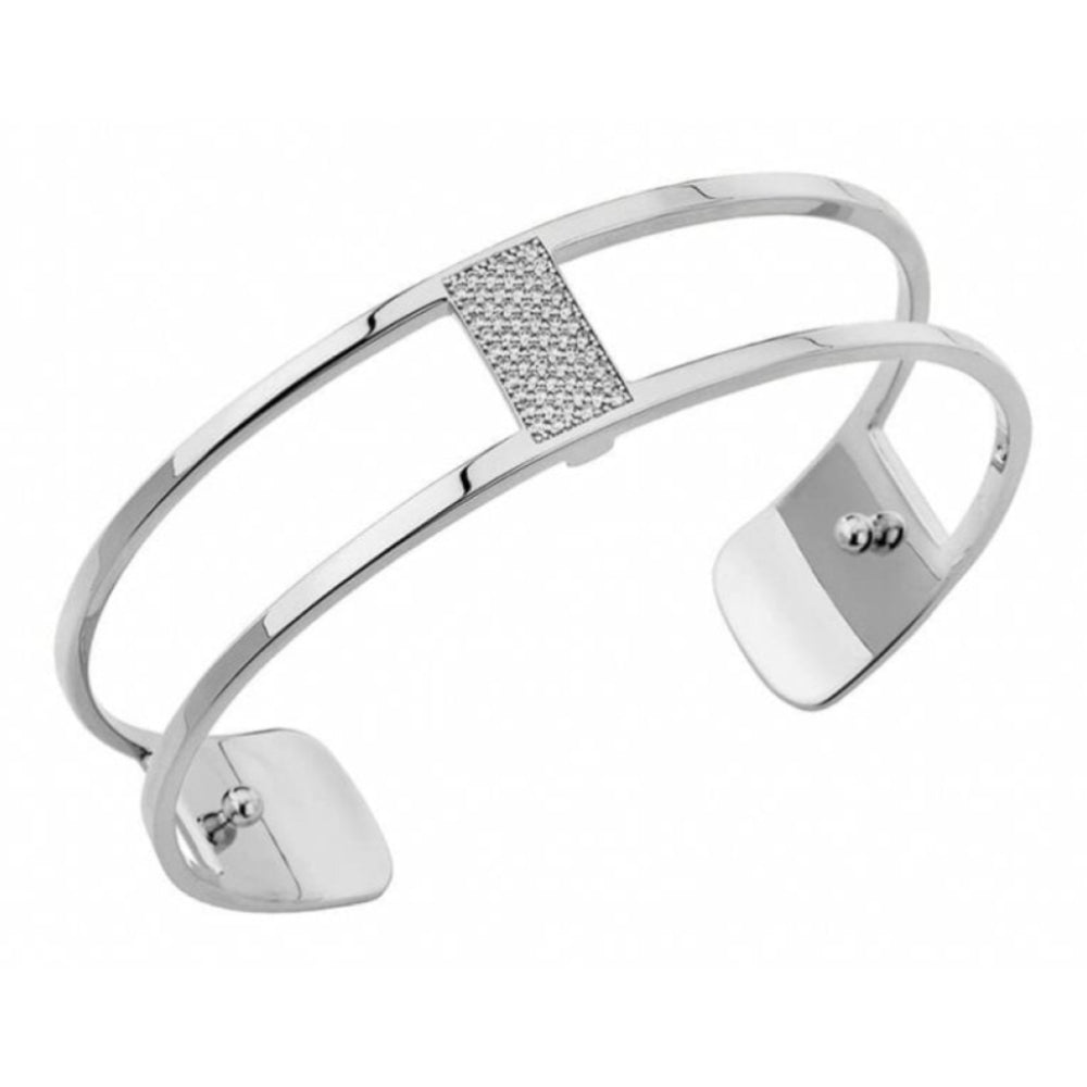 Silver Plated & White CZ Pattern Barrette 14mm Cuff