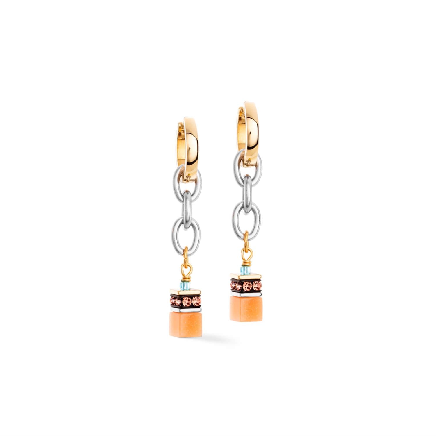 GeoCUBE Iconic Fusion Chain Hoops In Aqua-Apricot