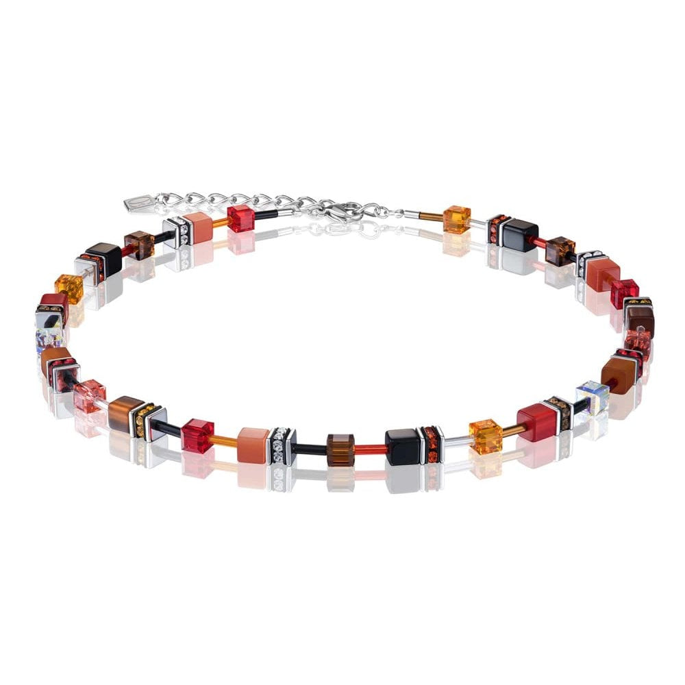 Geo Cube Red Orange Necklace
