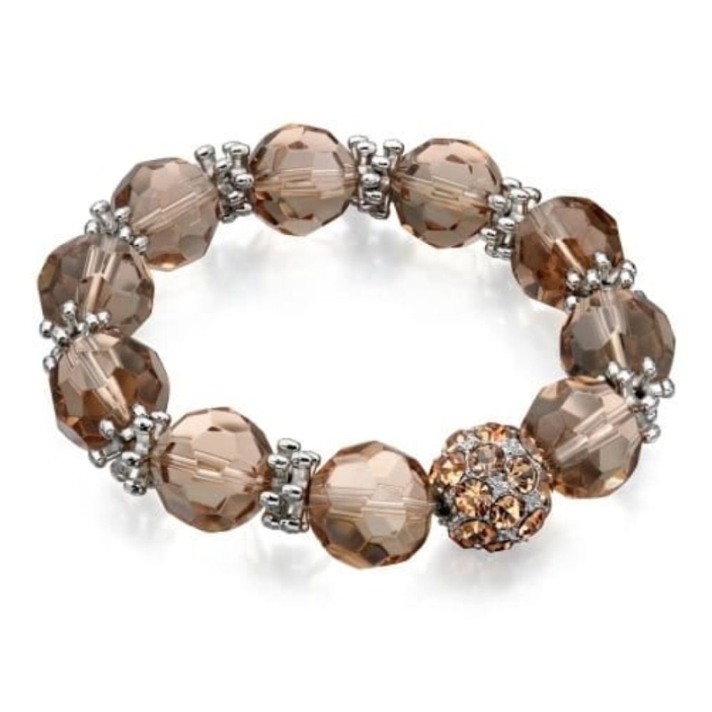 Ladies Champagne Topaz Glass Bead Bracelet