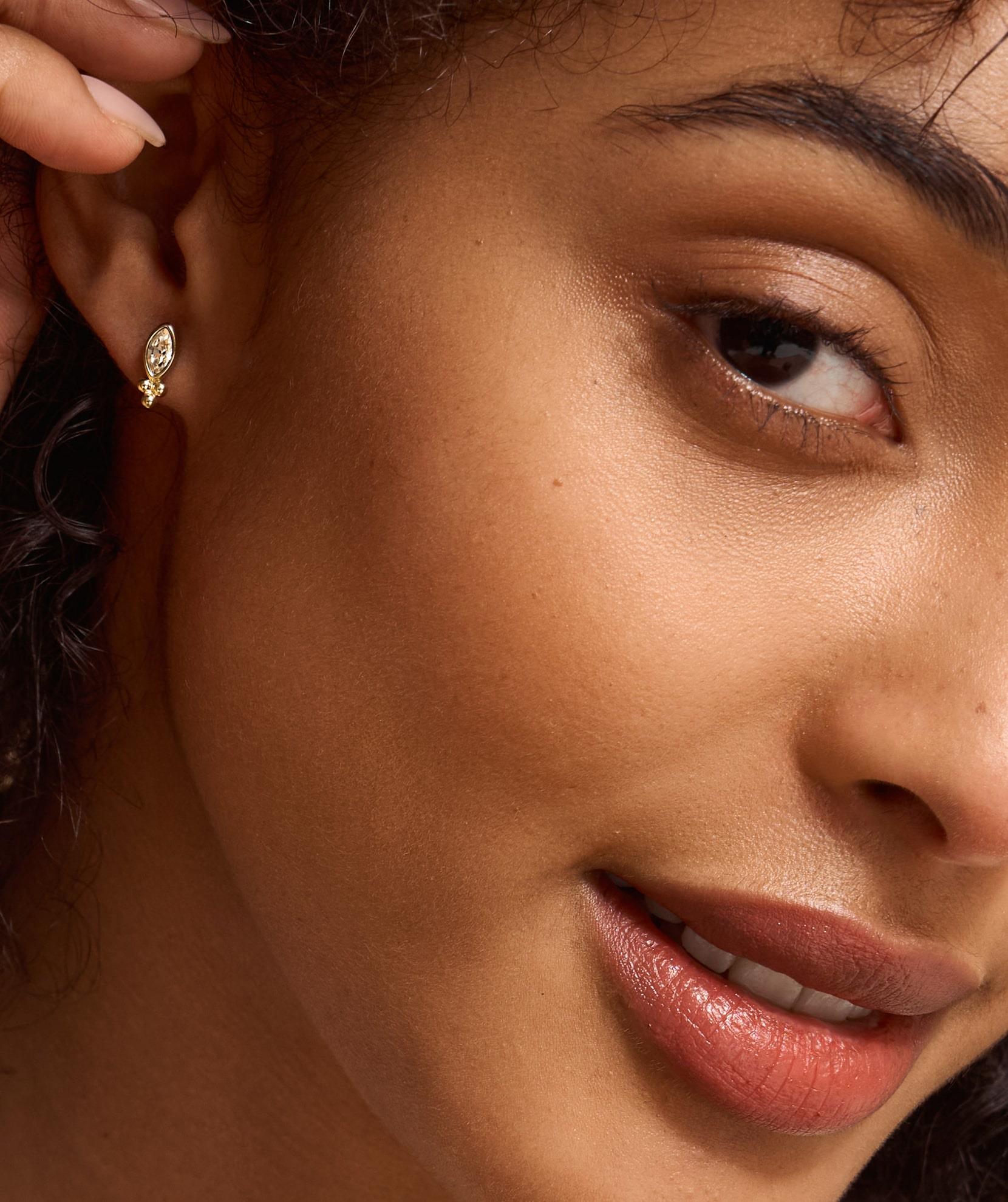 Classic Dainty Gold Plated Crystal Set Stud Earrings