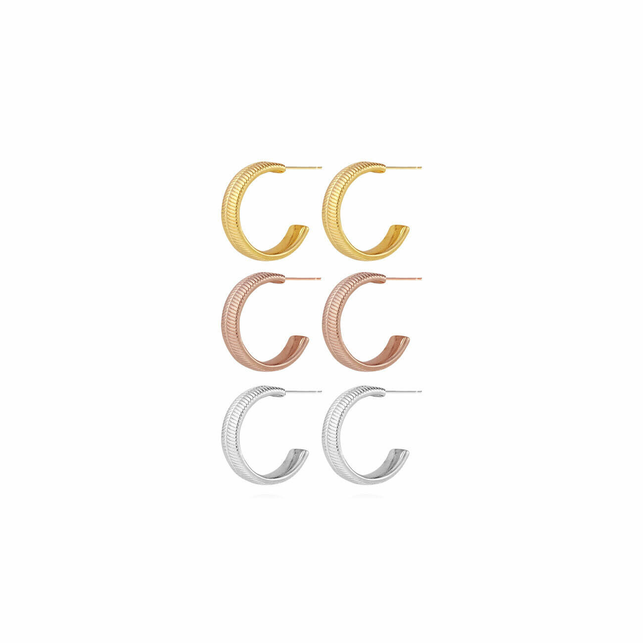 Ella | Flat | Gold Silver And Rose Gold | Earrings