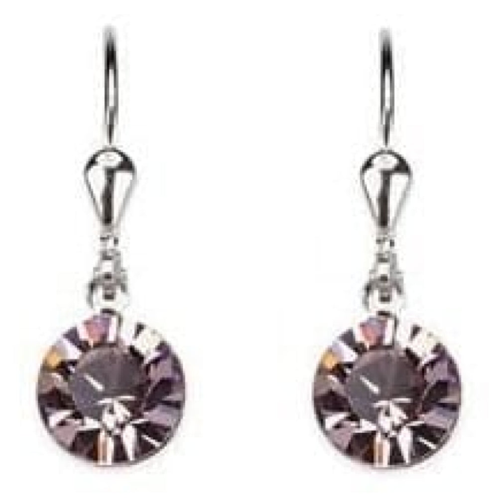Ladies Pink Swarovski Elements Rhodium Plated Metal Earrings