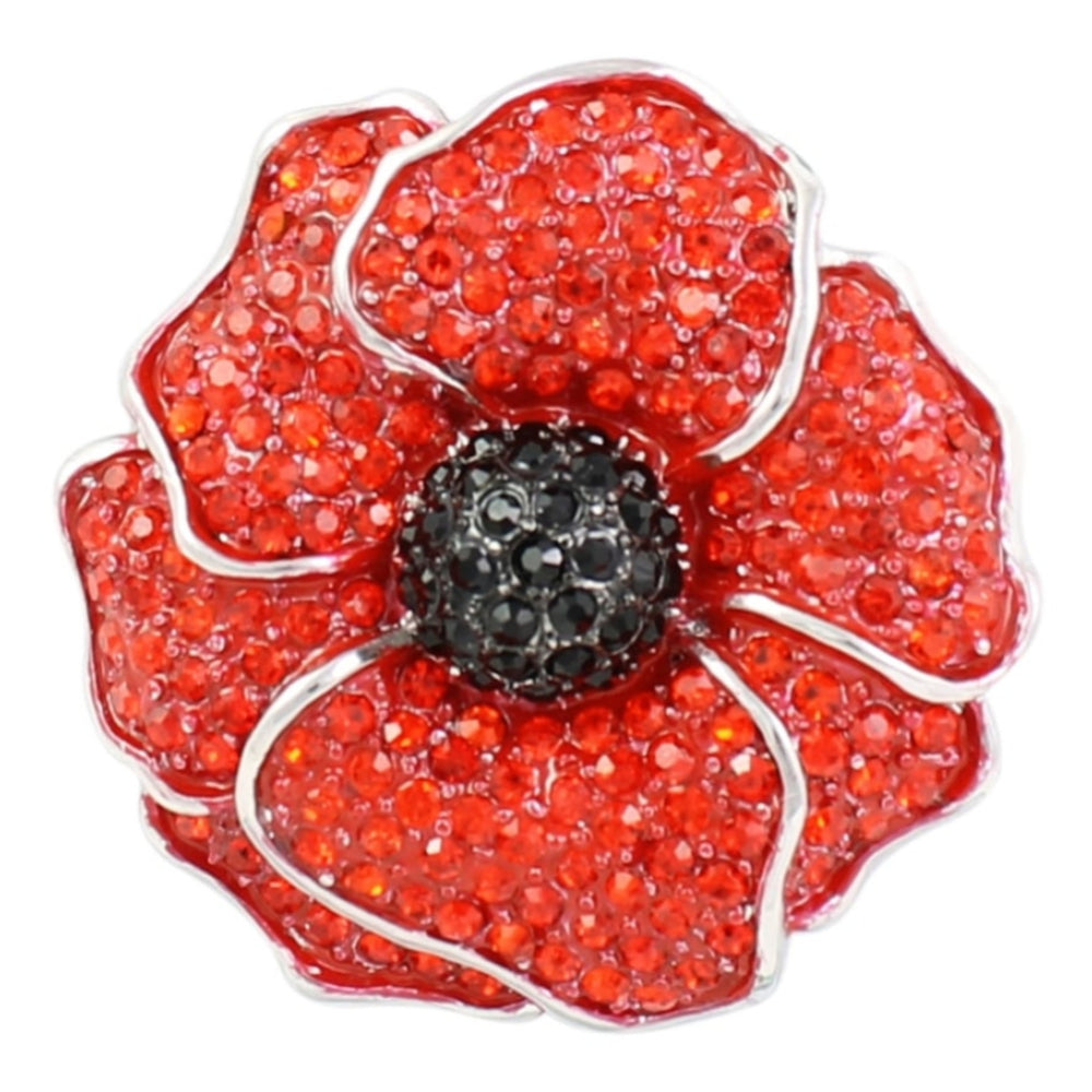 Large Crystalised Multi Petal Poppy Brooch 42mm