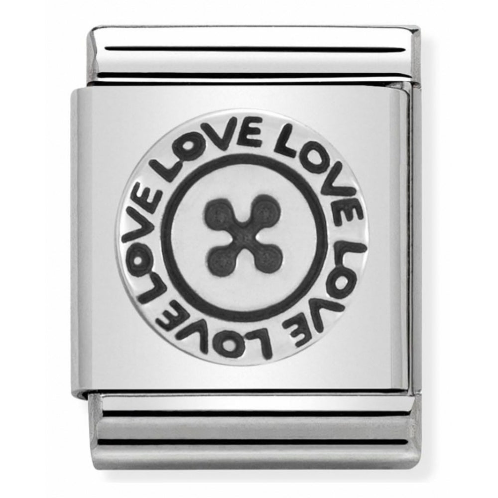Composable Big Oxidized Stainless Steel And Sterling Silver Round Button