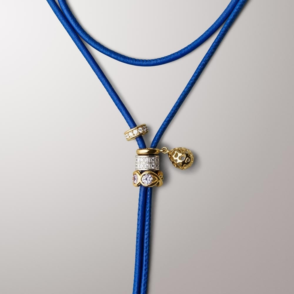 Blue Leather Customisable Necklace