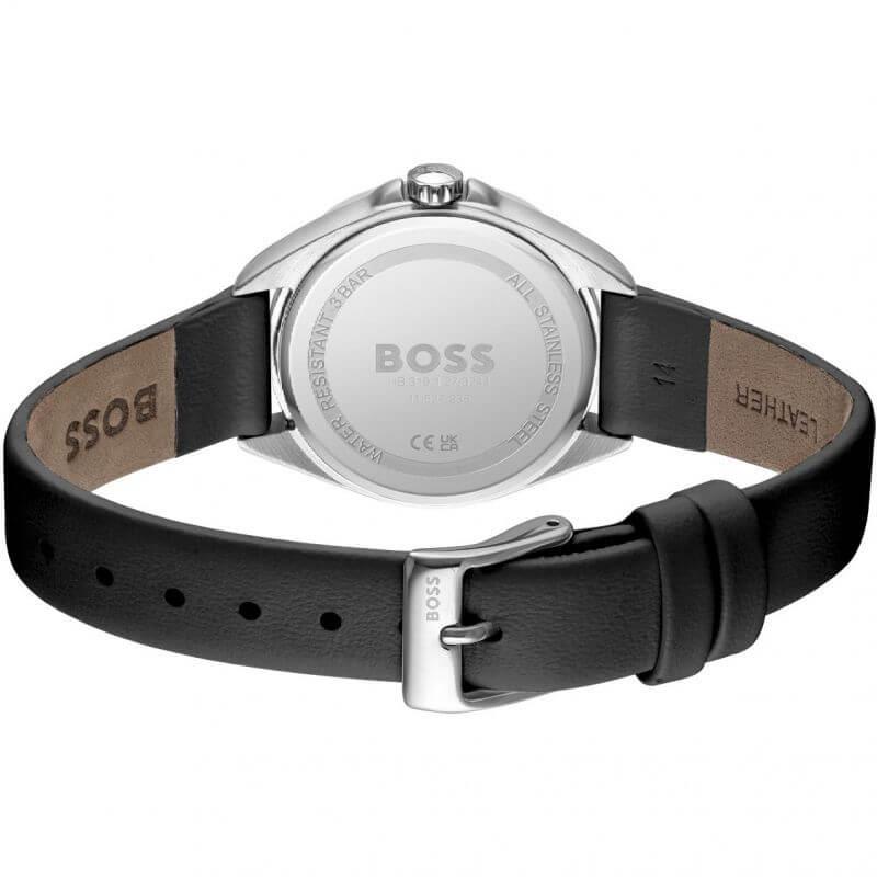 Felina Crystal Set Black Dial & Leather Strap Ladies Watch